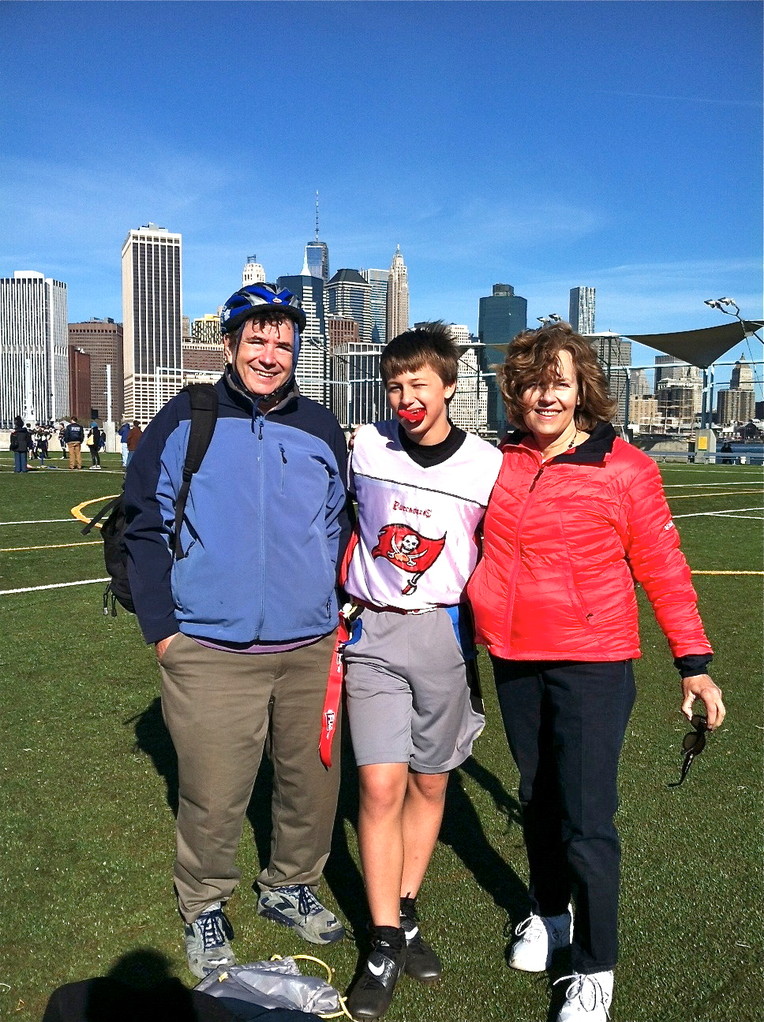 John, Jack Kagel, & Lorraine at the flag football game.