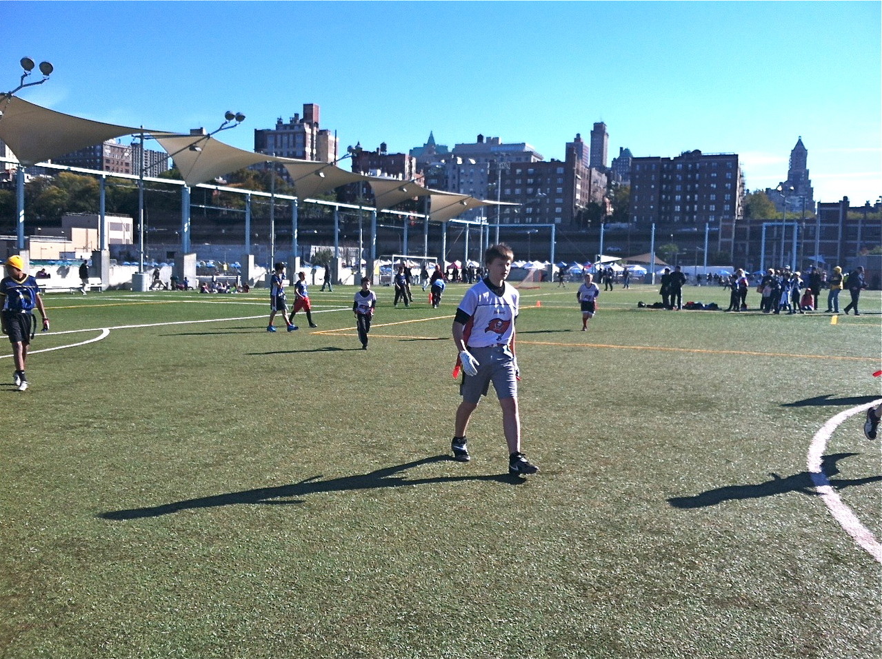 Jack Kagel playing flag football.