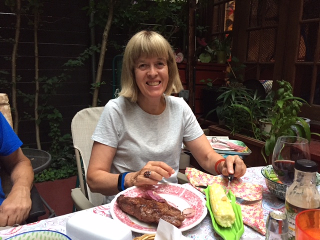 Nancy enjoying her dinner!