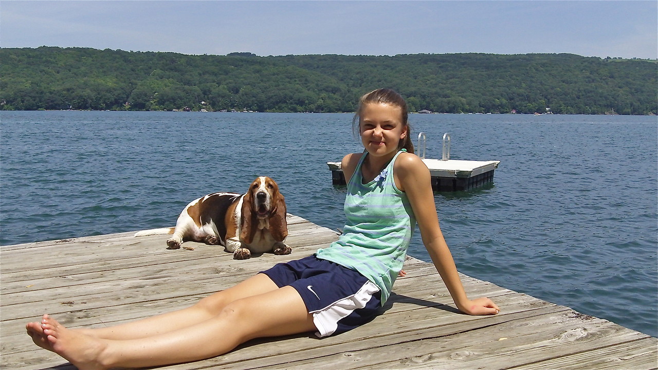 Kate and Oliver, the basset hound