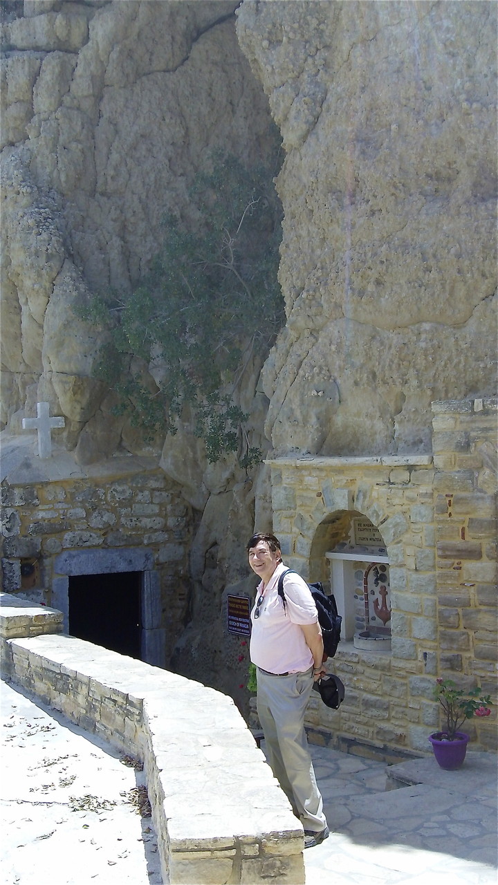 Catholic Church in a cave in Matala, Crete, John in front