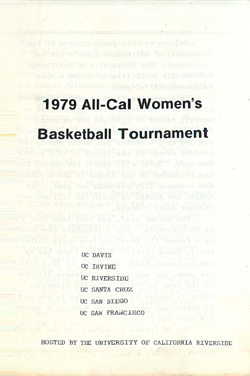 UCSF Women's Basketball Team, All-Cal Women's Basketball Tournament at UC Riverside, 1979