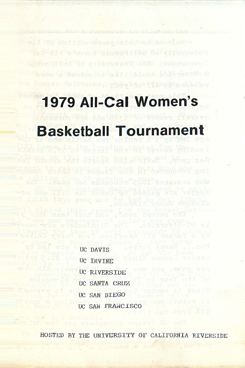 UCSF Women's Basketball Team, All-Cal Women's Basketball Tournament at UC Riverside, 1979