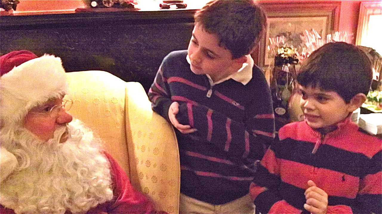 Santa with Stuey III & Sam Kagel, both 7 years old.