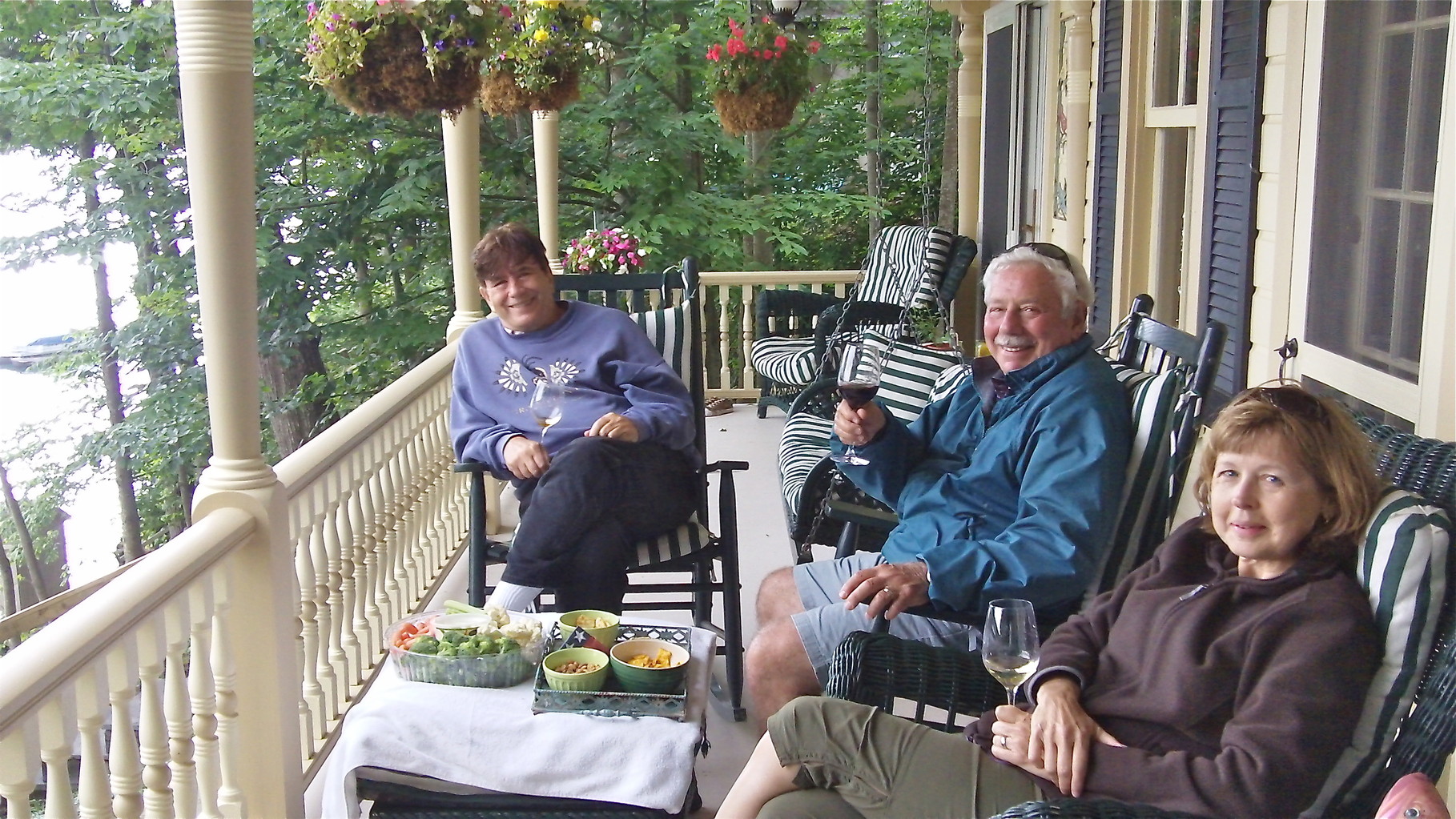 John, Don, & Barbara, on porch of Celeste's lake house, Skaneateles, NY