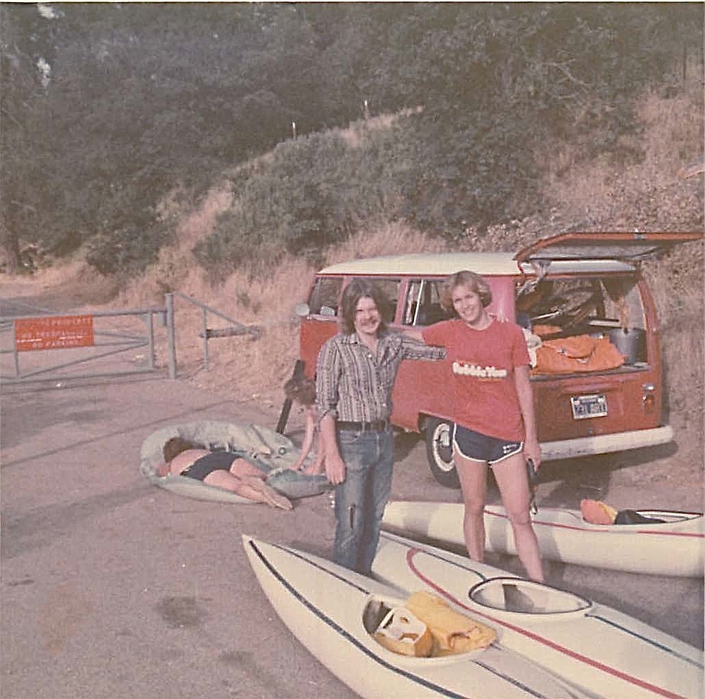 Steve & Lorraine Mokuleme River kayaking trip, 1978, near Eureka, CA