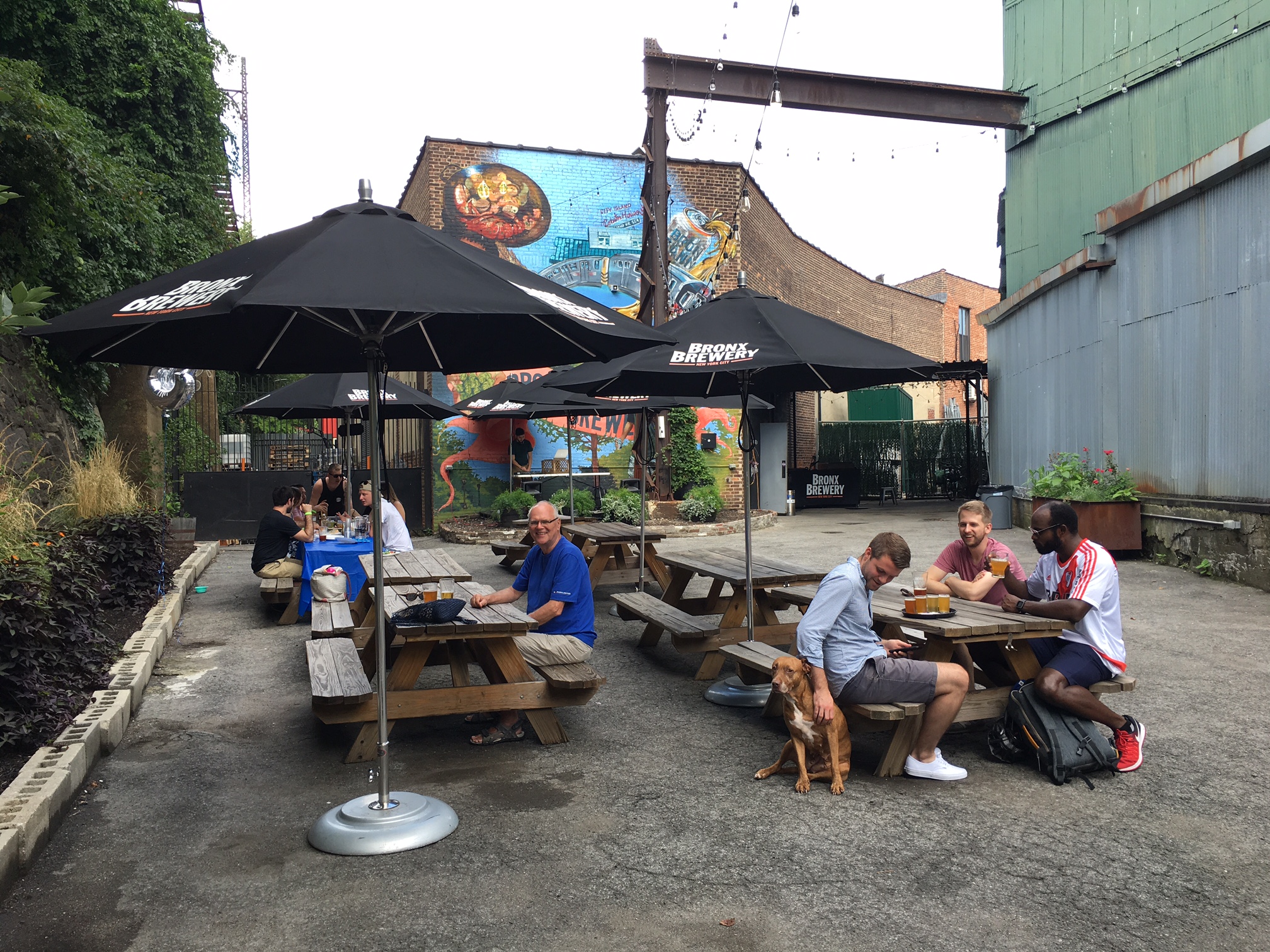 Bernd sampling the beer at the Bronx Brewery, Bronx, NYC 8-5-17