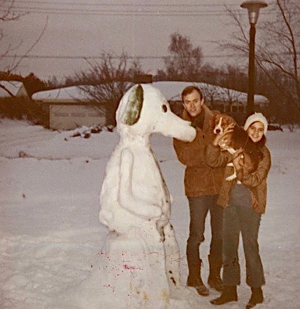 Andy Leighton & Celeste, 1970, with Snoopy