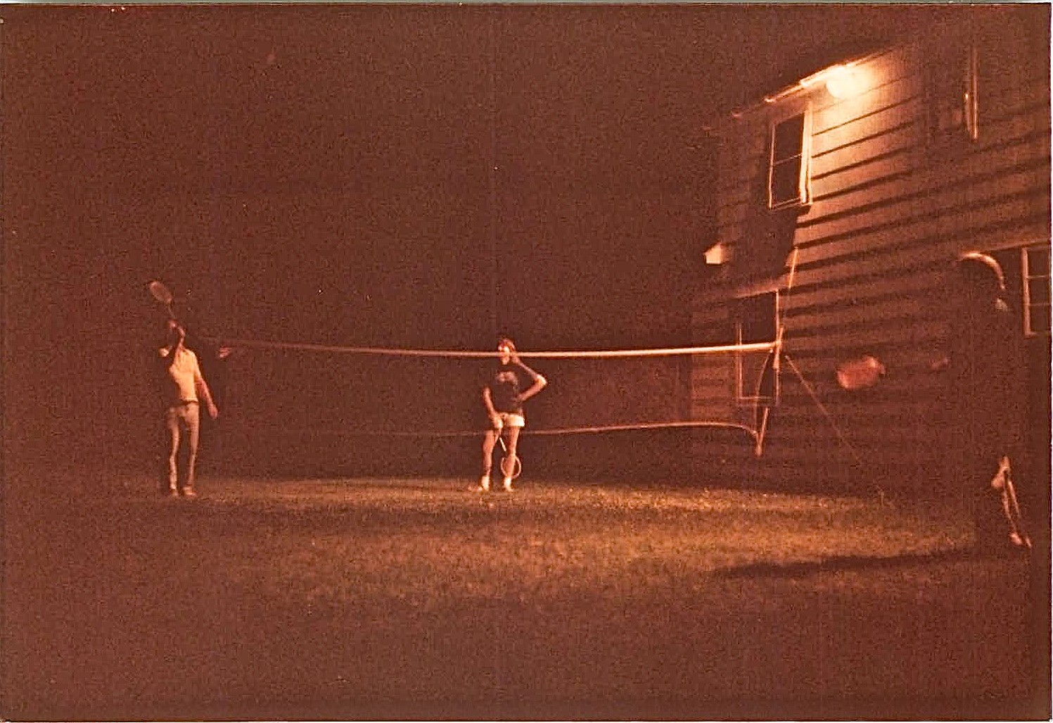 Badminton in backyard, Lockwood Rd. 1978 Al, Celeste, & Eleanor Gudas