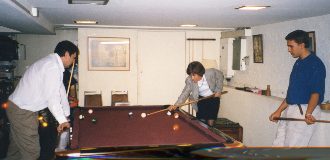 John, Nancy & Greg play pool, 2004?