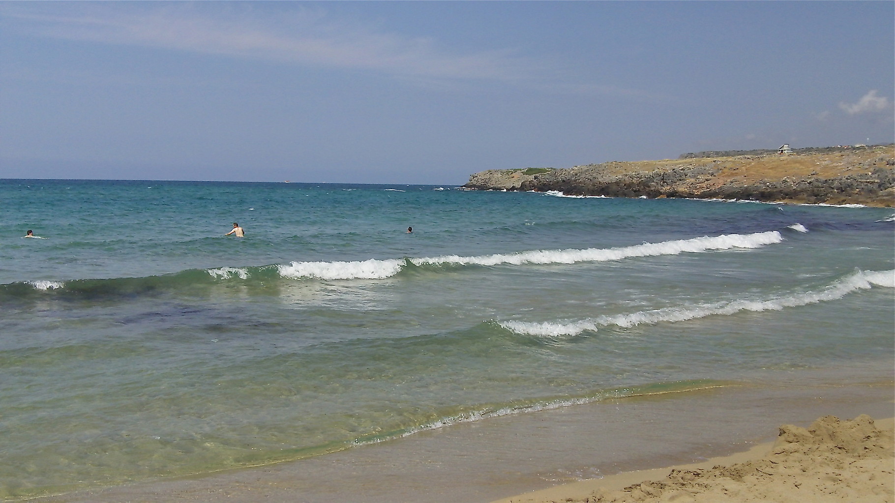 beach near Malia, John in water at left of picture