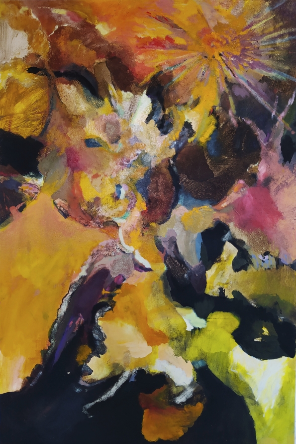 Solaire huile et sable sur toile 130X195 Cm 