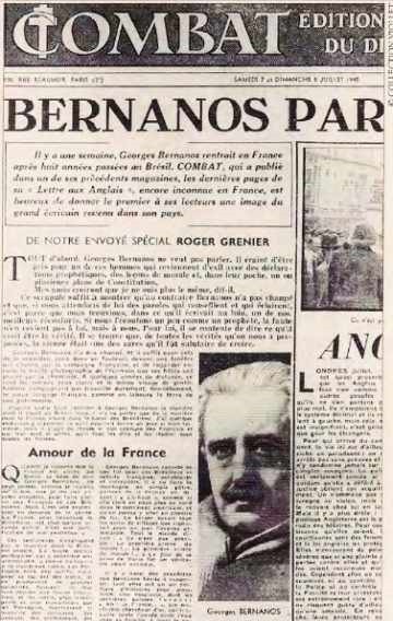Journal résistant « Combat » 1945 Georges Bernanos