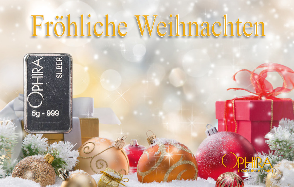 Geschenkbarren Weihnachten mit einem Silberbarren