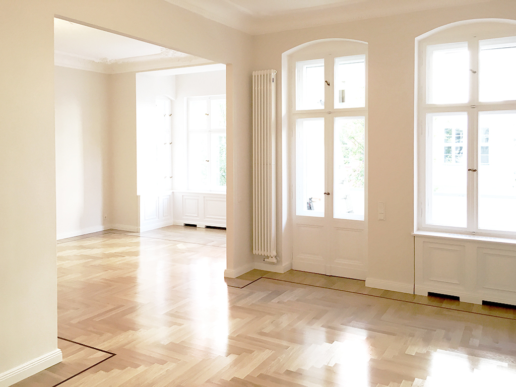 bauzeit berlin, Bauleitung und Gesamtumsetzung, denkmalgerechter, luxuriöser Umbau der Wohnung, komplette Grundrissänderung und Innenausbauten