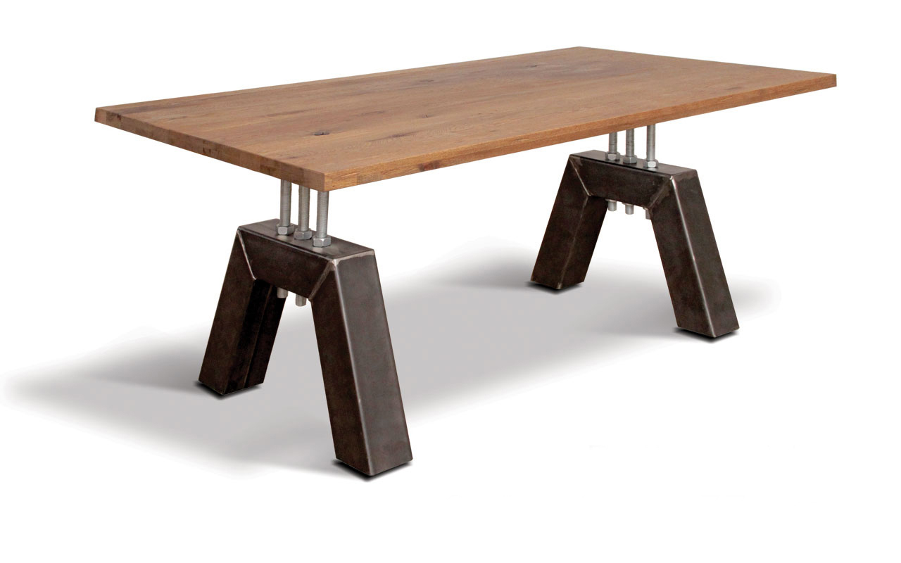 Industriedesign Esstisch Eiche Stahlgestell A Form Altholzdesign