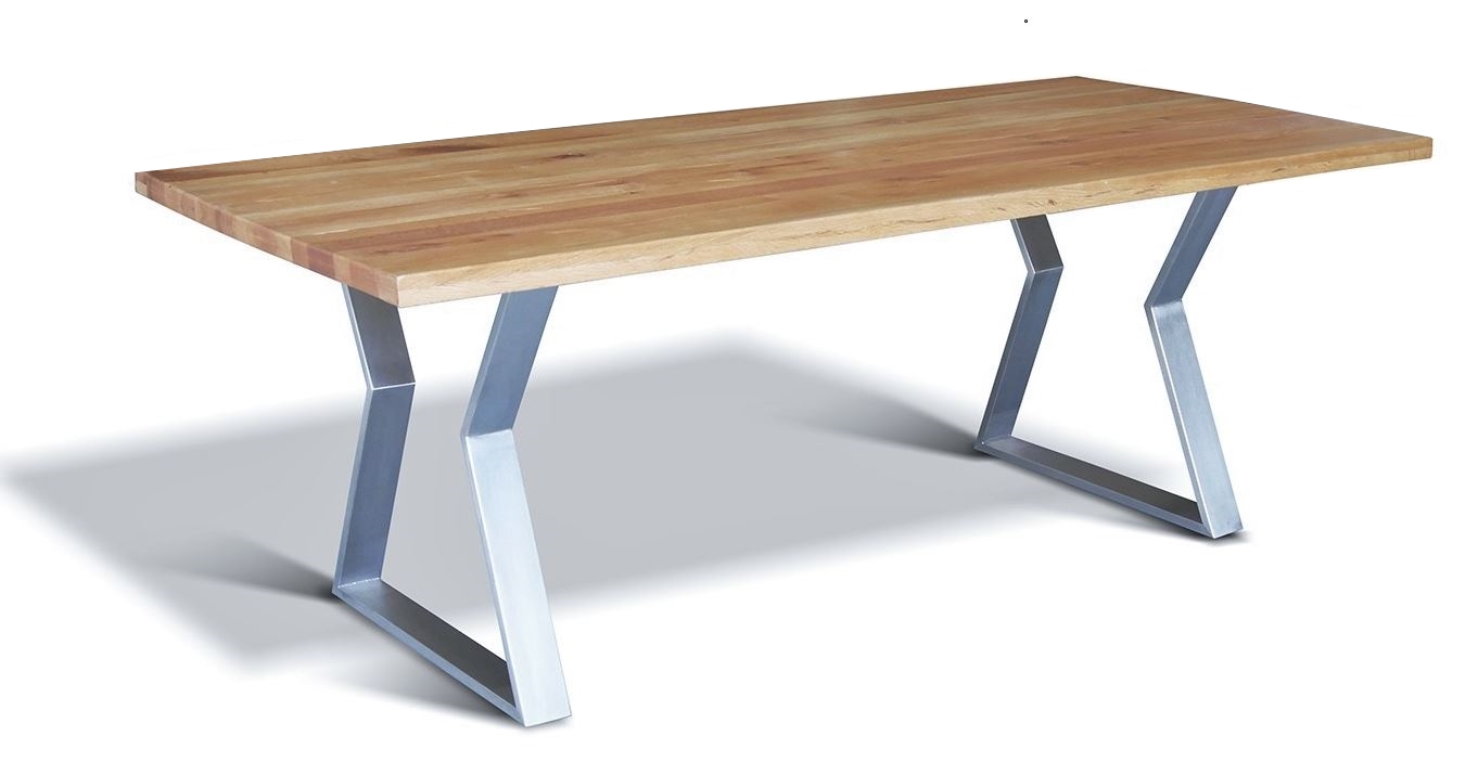 Esstisch Eiche Massiv Mit Kufengestell Edelstahl Altholzdesign