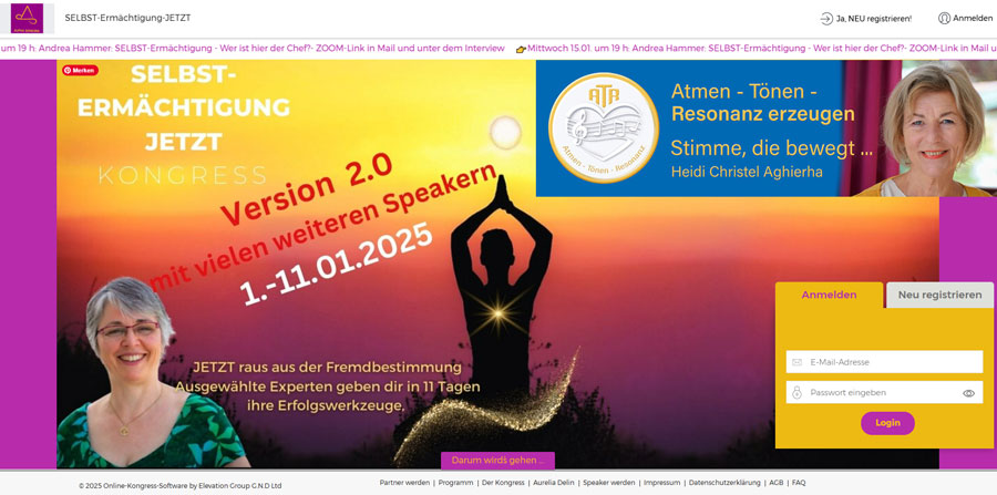Am 17.1. um 19 Uhr - online - Kongress Selbstermächtigung mit Heidi Christel Aghierha
