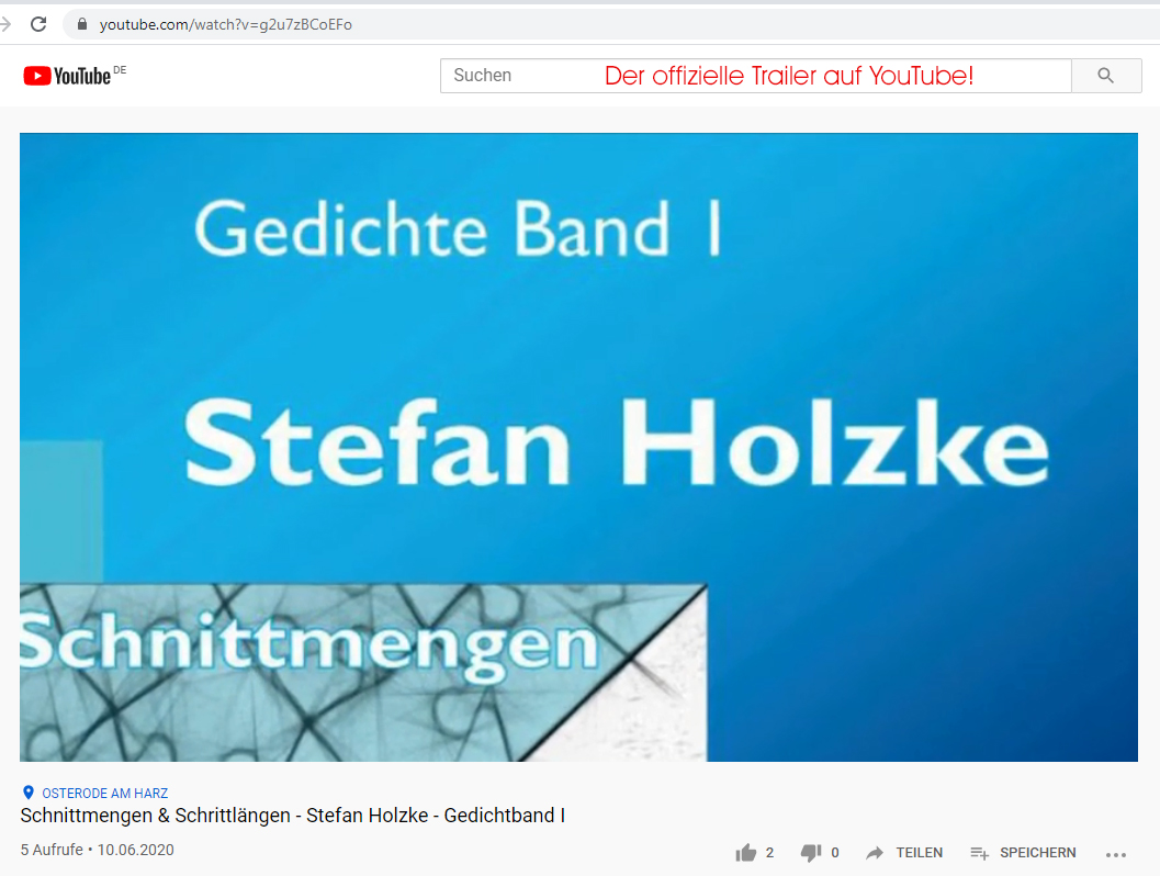 Videotrailer - Schnittmengen & Schrittlängen - Gedichtband I - "NEU"