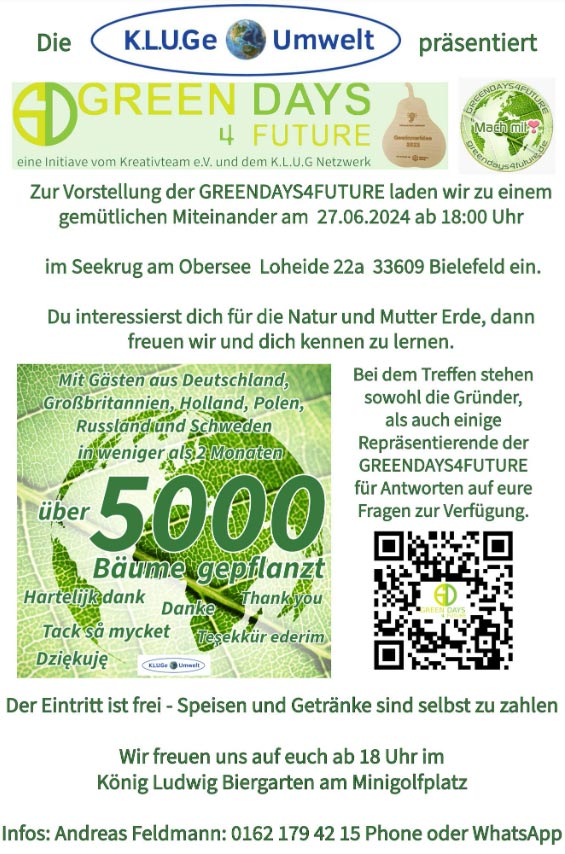 Headline für GreenDays4future in Bielefeld - Miteinander, füreinander - für eine gesunde Mutter Erde❣