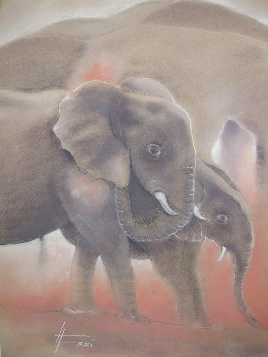 ART HFrei - "Elefantenherde" - Pastell - 2006