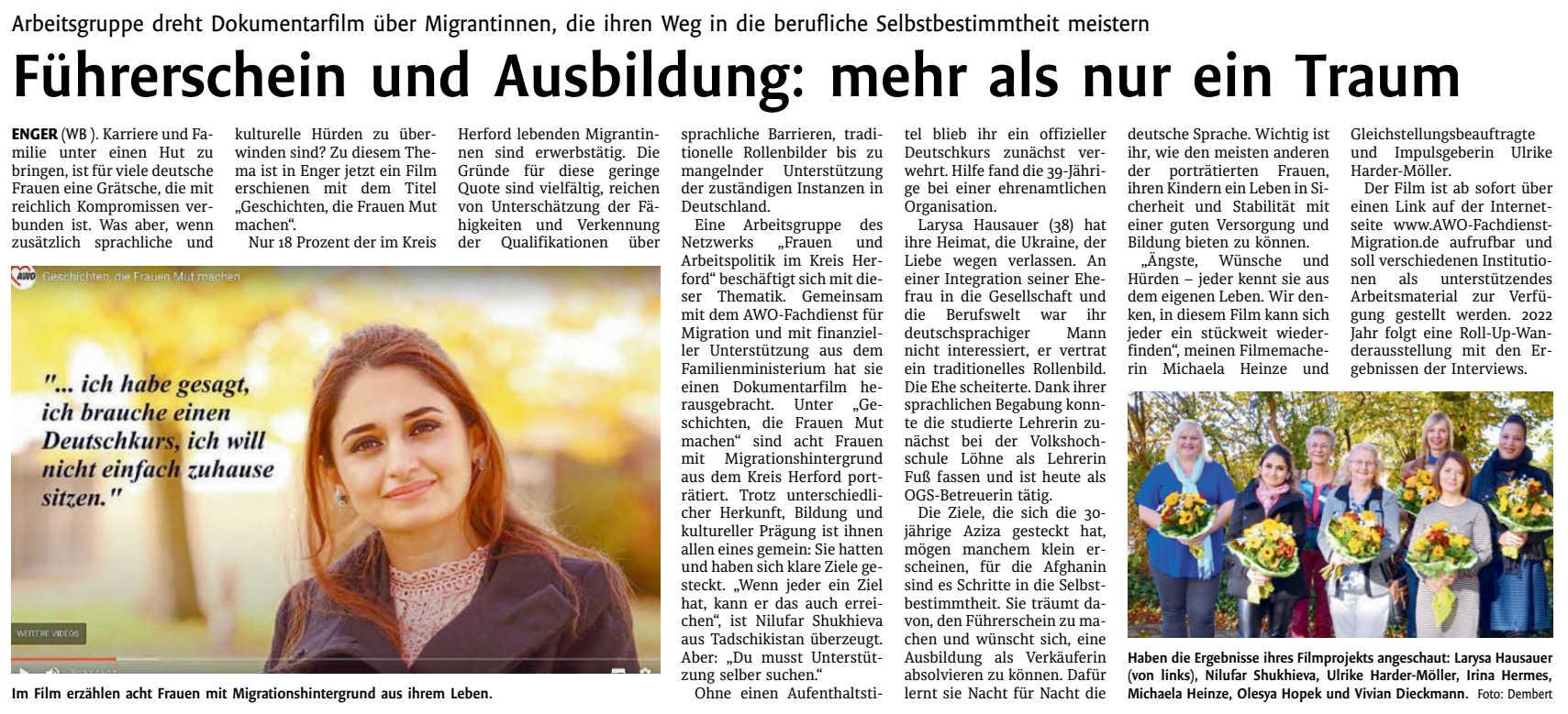 Artikel aus dem Westfalenblatt Enger-Spenge (26.10.2021)