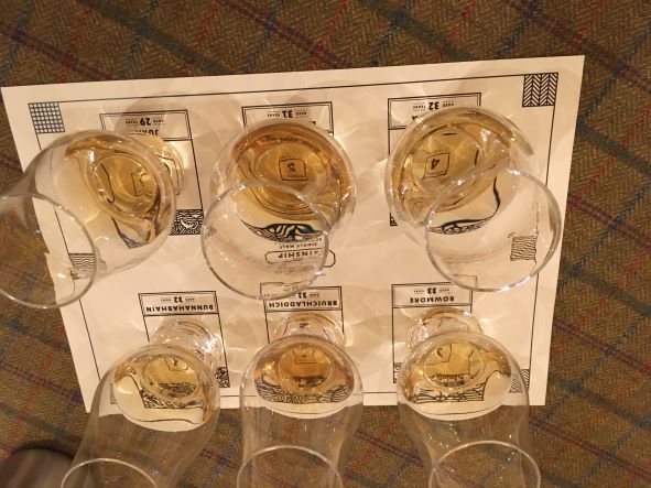 The whisky selection at Ardnahoe Kinship Tasting 2022 - BEFORE