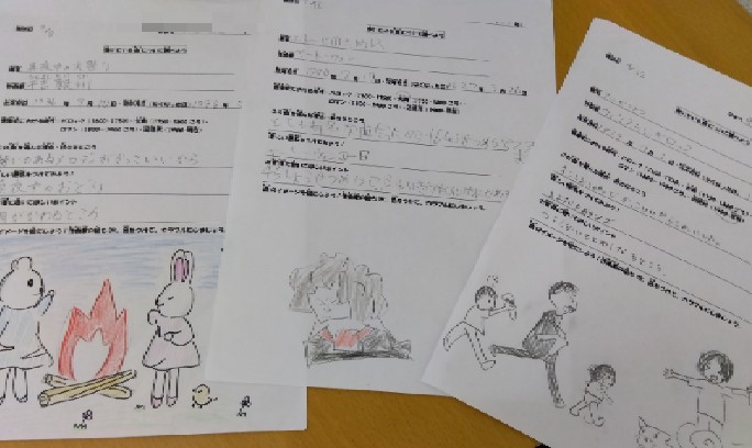 「弾いている曲について調べよう!」ワーク 今週提出されてきた3作品。皆さんの個性が光ります✨