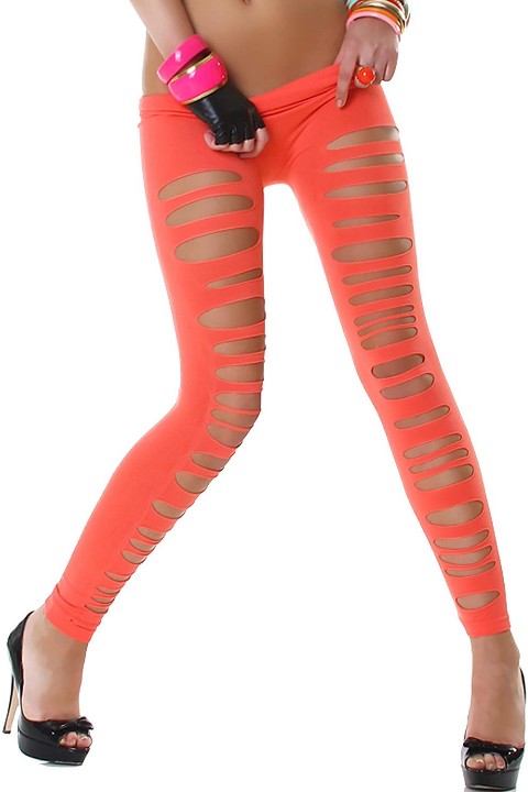 street & sexy stijl legging, gescheurd voorkant oranje
