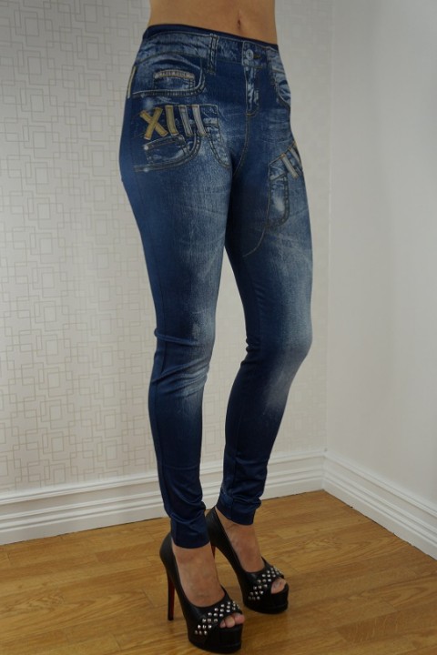 jeans print legging, skinny, denim, true rock blauw