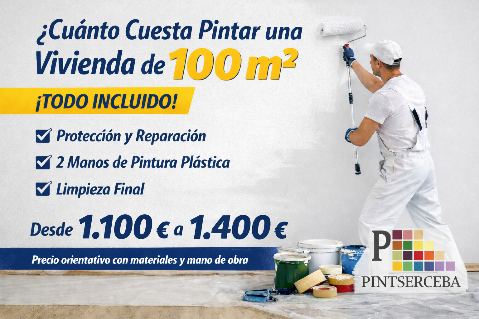 ¿Cuánto cuesta pintar una vivienda de 100 m²?