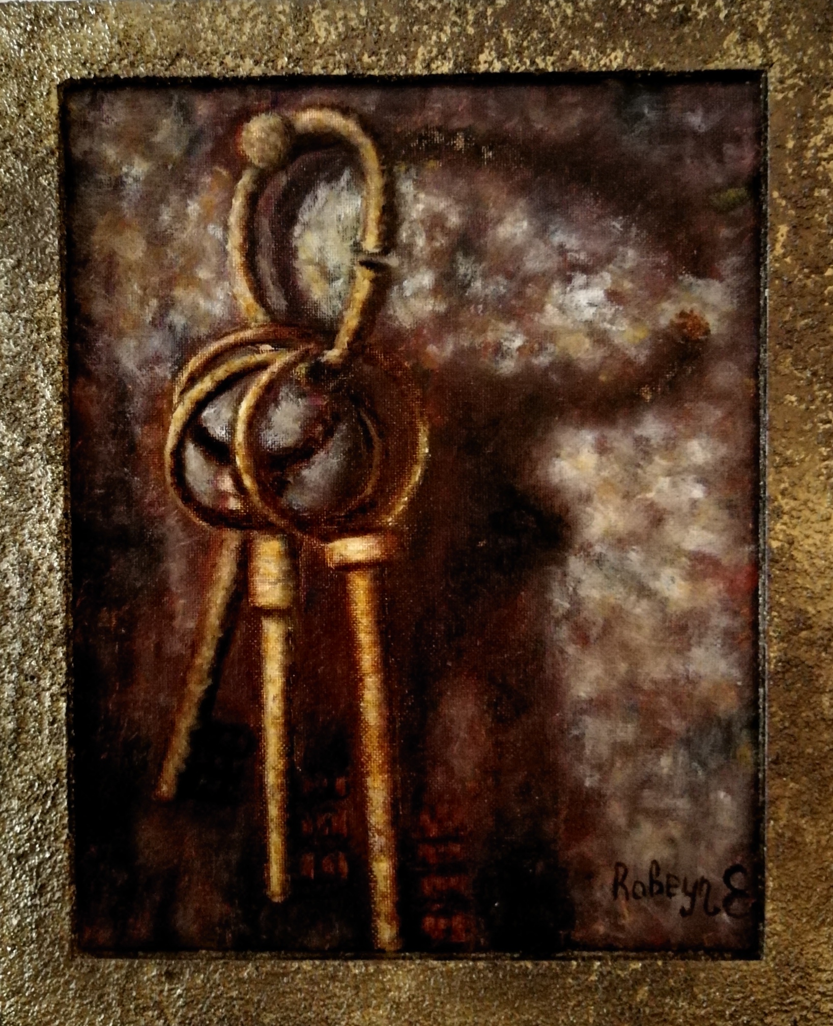 "Set of antique keys" - oil, canvas 24х30, varnish, 2018. 