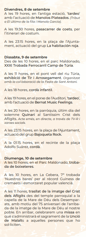 Programa de las Fiestas de Riba-roja del Turia