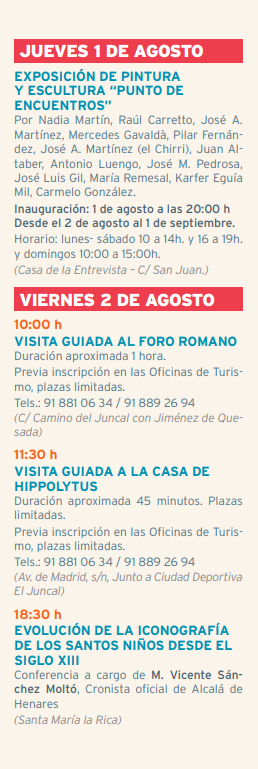 Programa de las Fiestas de los Santos Niños en Alcala de Henares