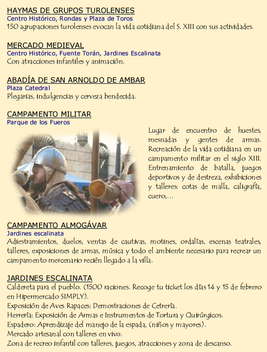 Programa de las Bodas de Isabel de Segura en Teruel