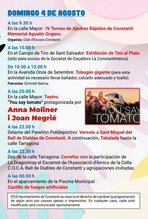 Programa de la Festa Major de Constanti
