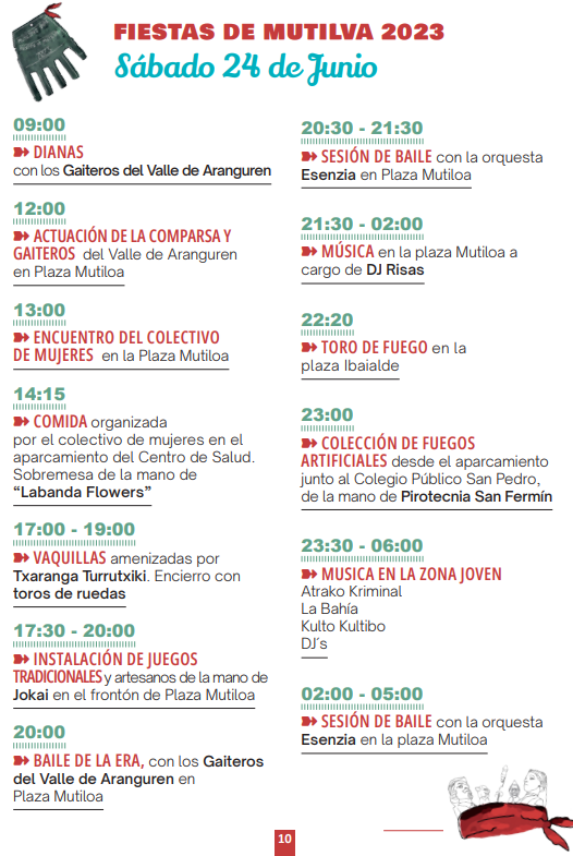Programa de las Fiestas de Multiva - Mutiloako Jaiak