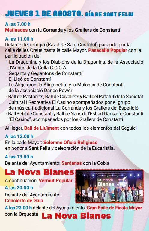 Programa de la Festa Major de Constanti