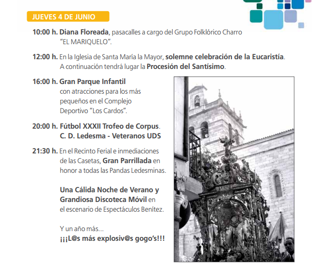 Fiestas del Corpus de Ledesma 2015 Programa