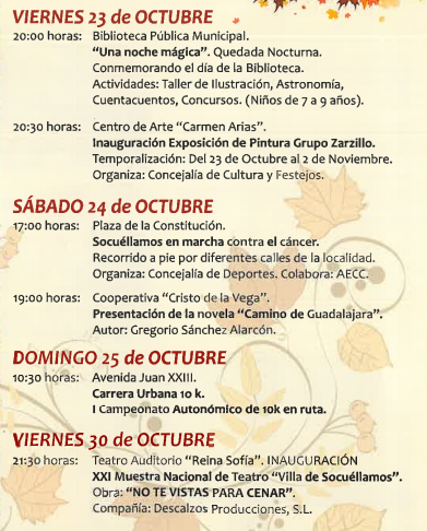 Programa Fiestas Todos los Santos en Socuéllamos