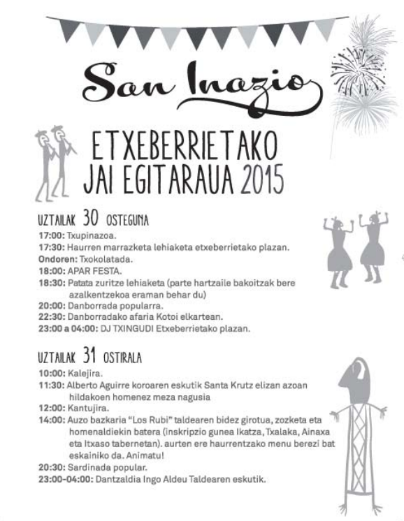 Programa Etxeberrietako Jaiak en Andoain 2015 Fiestas