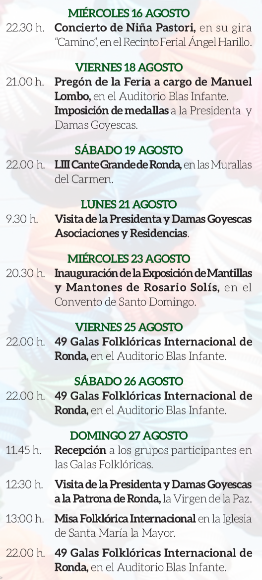 Programa Feria y Fiestas de Pedro Romero en Ronda
