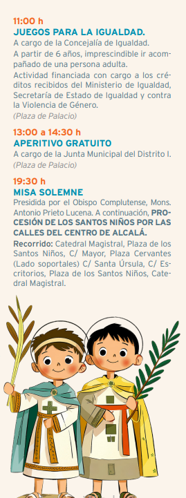 Programa de las Fiestas de los Santos Niños en Alcala de Henares