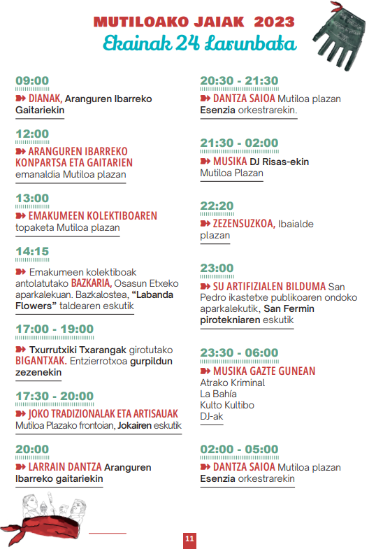 Programa de las Fiestas de Multiva - Mutiloako Jaiak