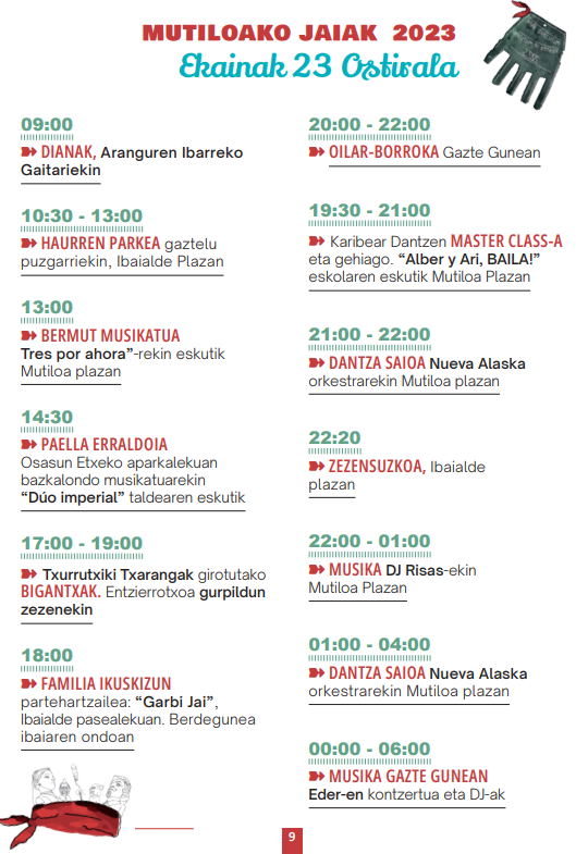 Programa de las Fiestas de Multiva - Mutiloako Jaiak