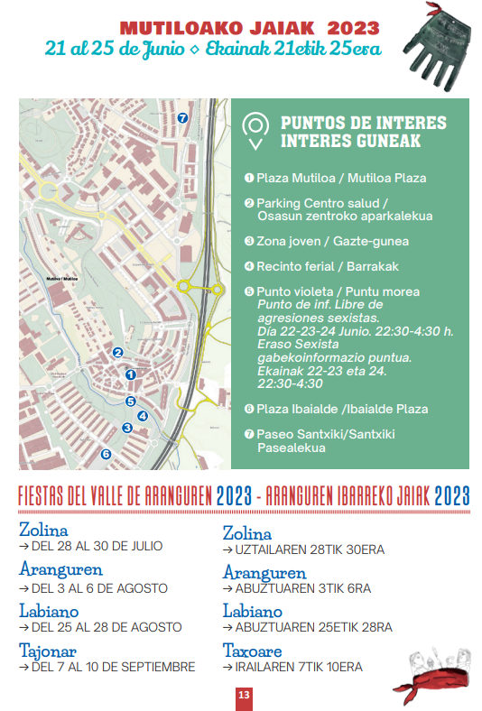 Programa de las Fiestas de Multiva - Mutiloako Jaiak