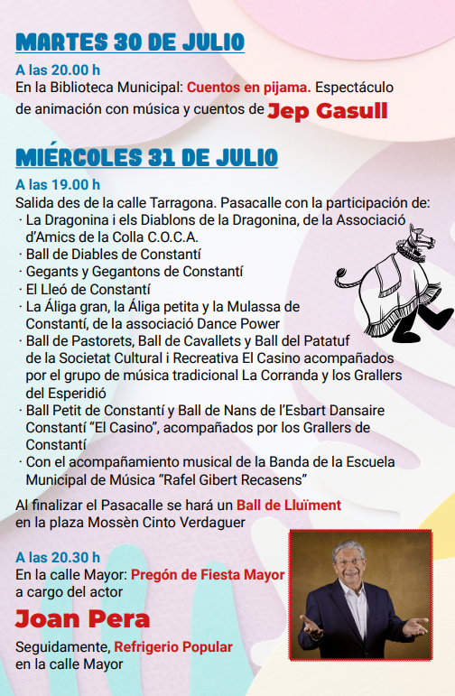 Programa de la Festa Major de Constanti