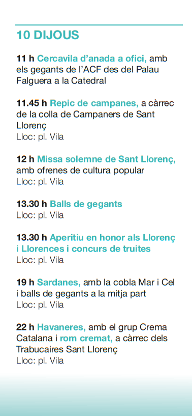 Programa de las Fiestas de Sant Feliu de Llobregat