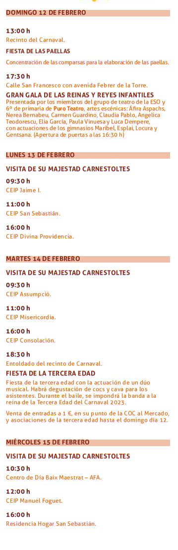 Cartel y programa del Carnaval de Vinaròs