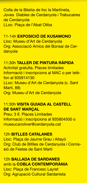 Programa de la Festa de Tardor de Cerdanyola del Valles